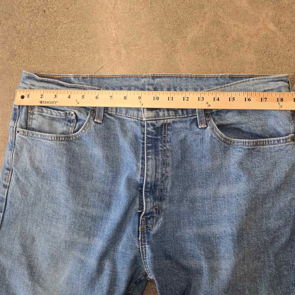 Levi's 505 Regular Fit Custom Embroidered Hem Jeans size 38 hemmed to 27" inseam - Picture 2 of 8